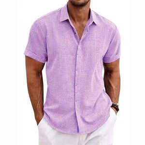 Men's Casual Purple Button Down Shirt